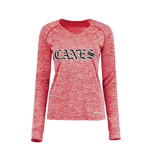 [222770.T20.XS-LOGO1] Ladies Electric Long Sleeve Shirt (Female Adult XS, Red, Logo 1)